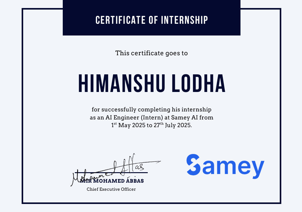 Backend Engineer Internship at Samey AI